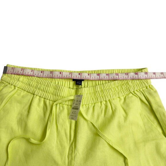 J.Crew Womens Neon Green Drawstring Elastic Waist Pants Size 10 Linen pockets - Picture 7 of 11